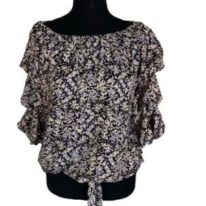 #141 CECE Floral Layered Sleeve Blouse